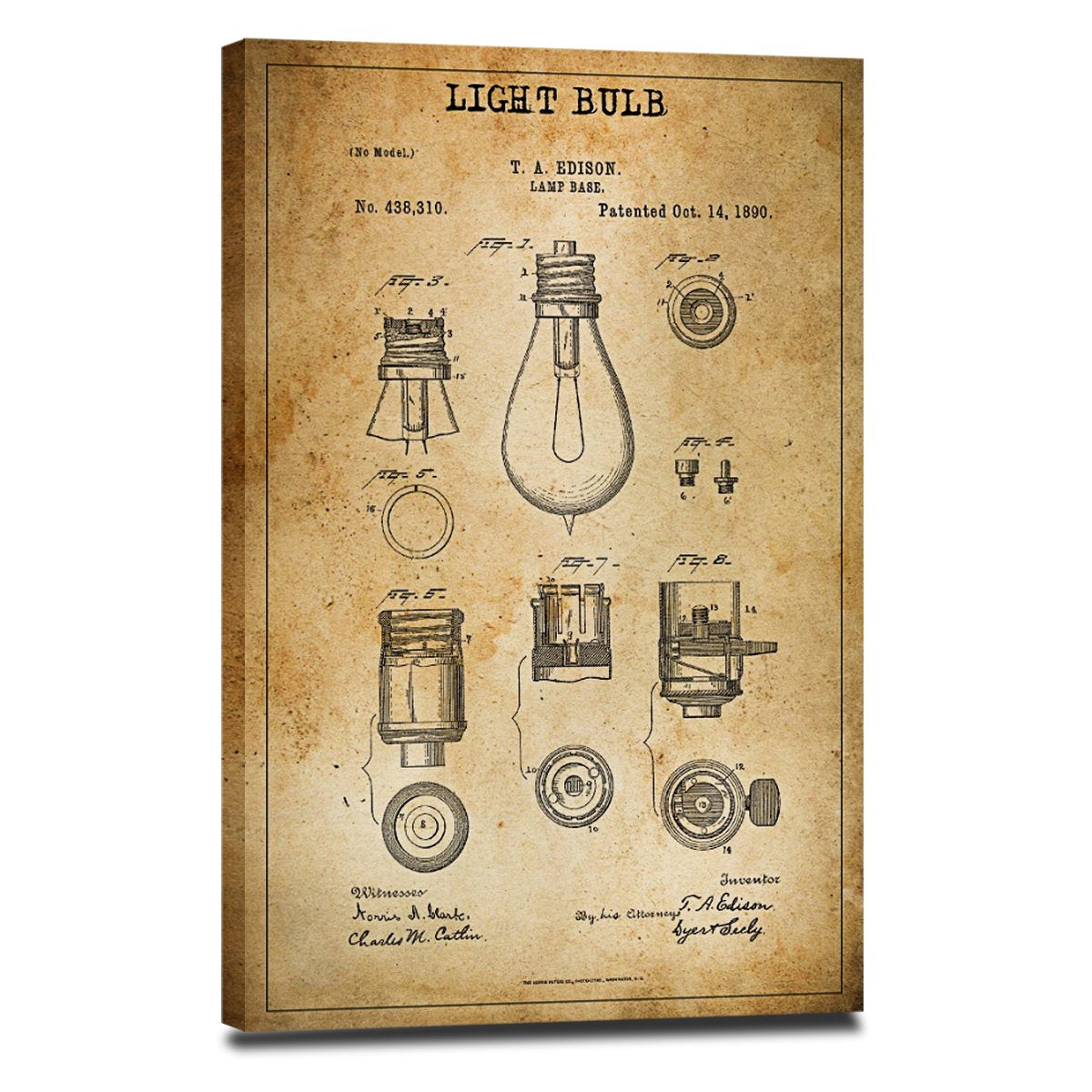 Light Bulb Patent Canvas Wall Art