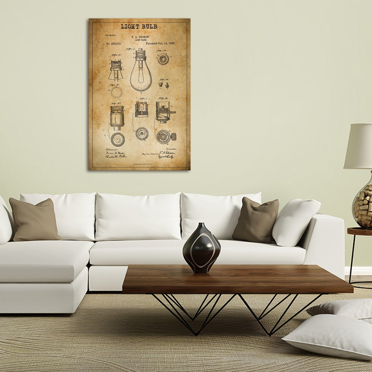 Light Bulb Patent Canvas Wall Art