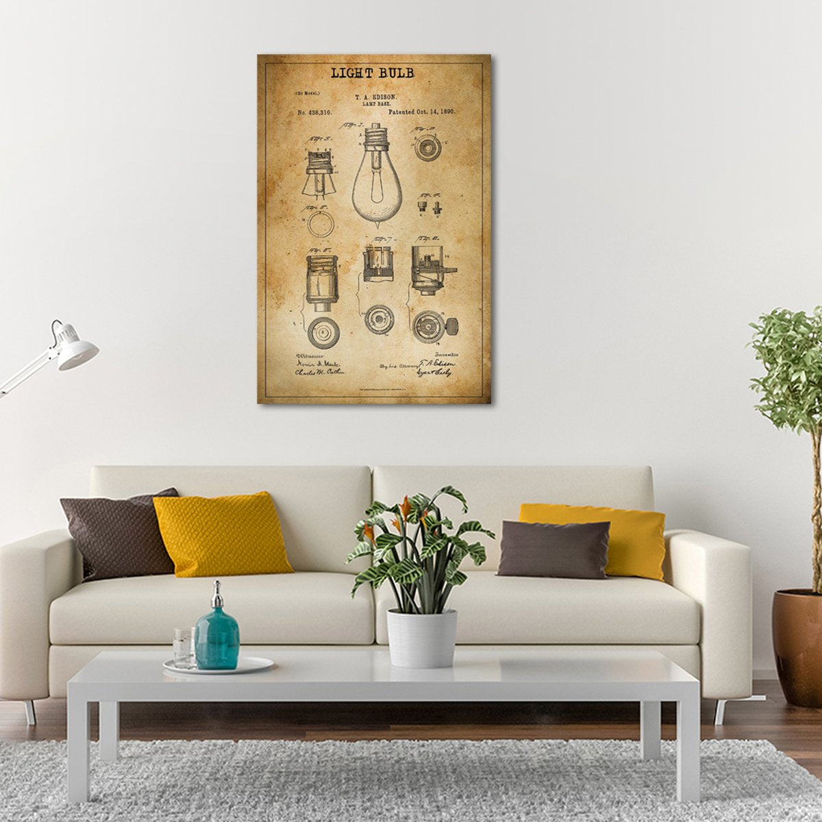 Light Bulb Patent Canvas Wall Art
