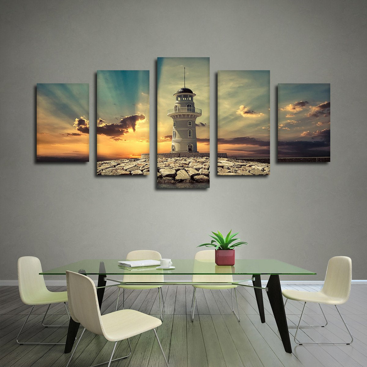 Lighthouse Island Multi Panel Canvas Wall Art