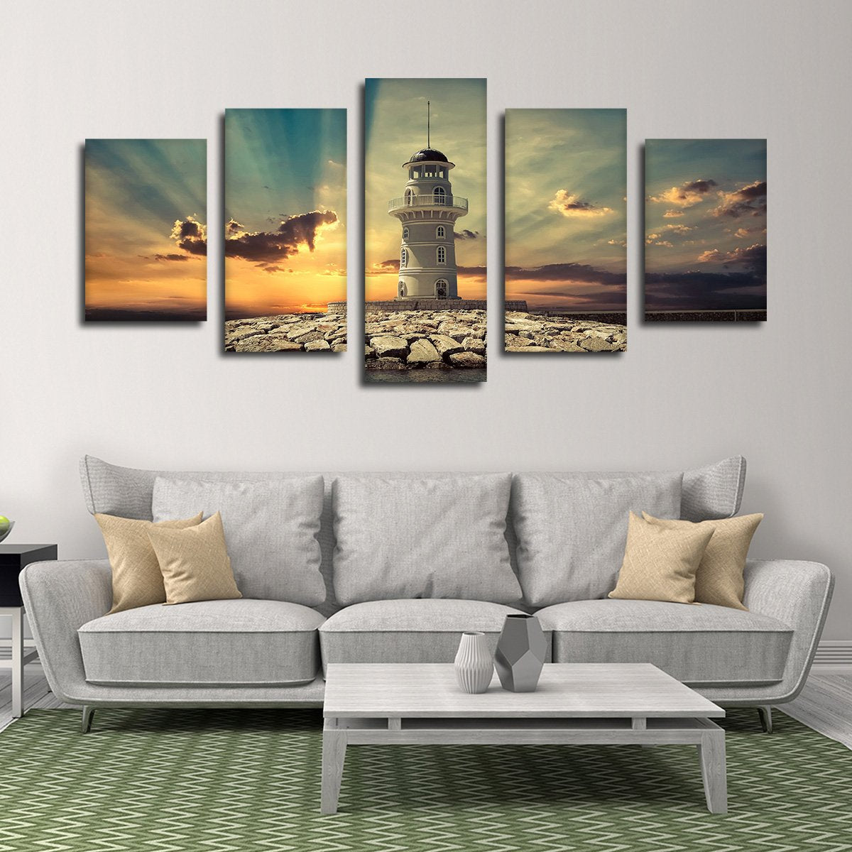 Lighthouse Island Multi Panel Canvas Wall Art