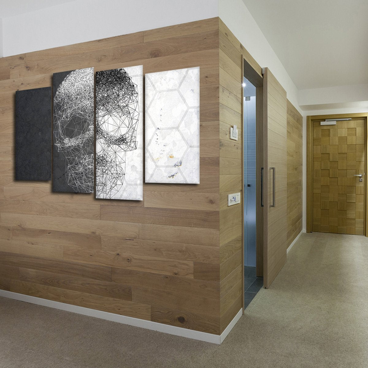 Linework Skull Multi Panel Canvas Wall Art