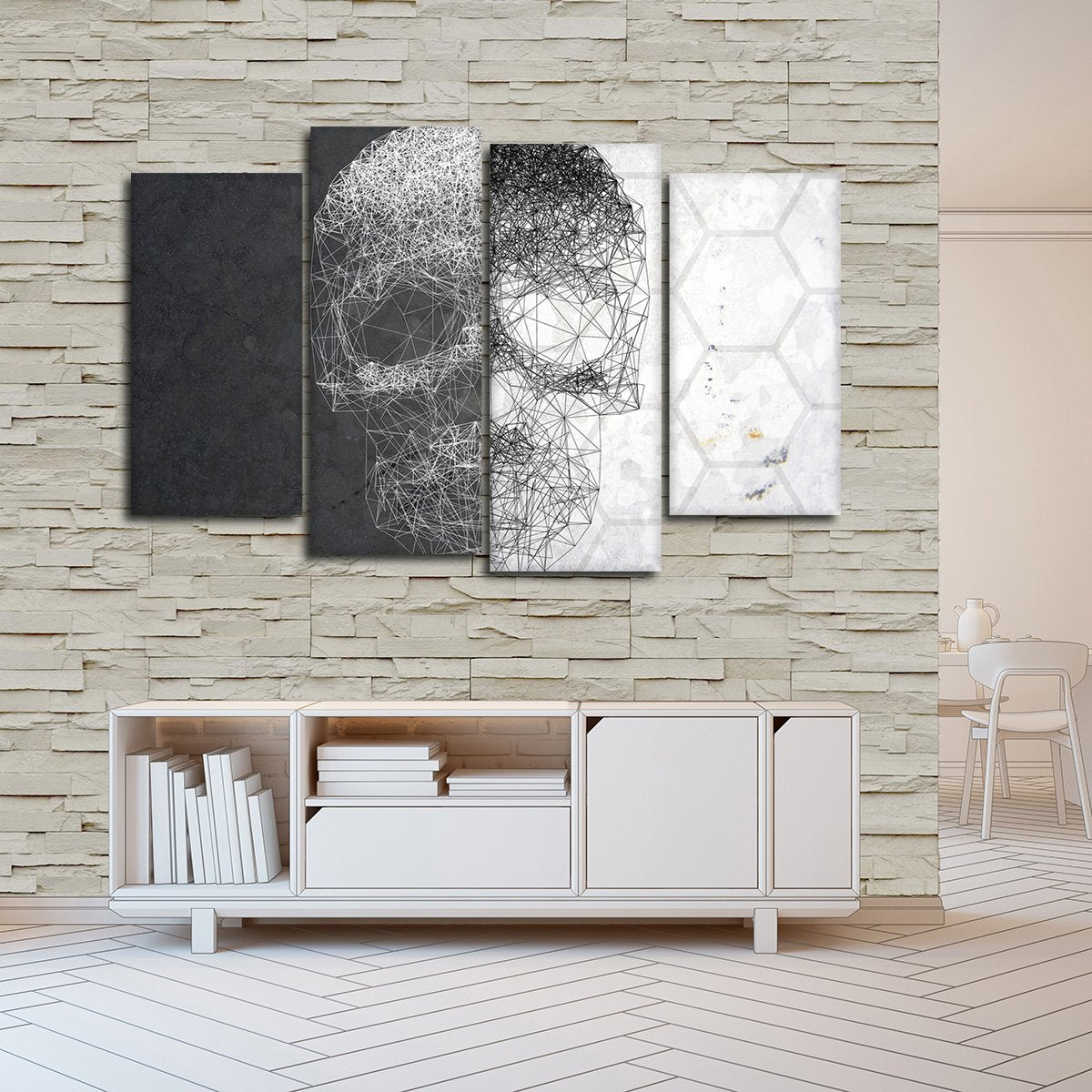 Linework Skull Multi Panel Canvas Wall Art