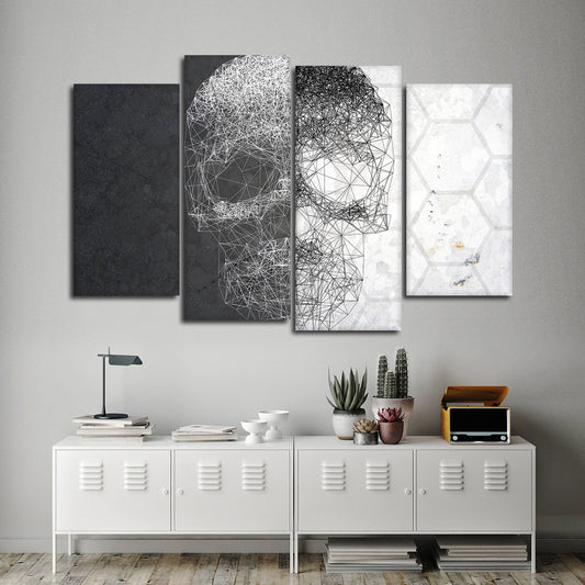 Linework Skull Multi Panel Canvas Wall Art