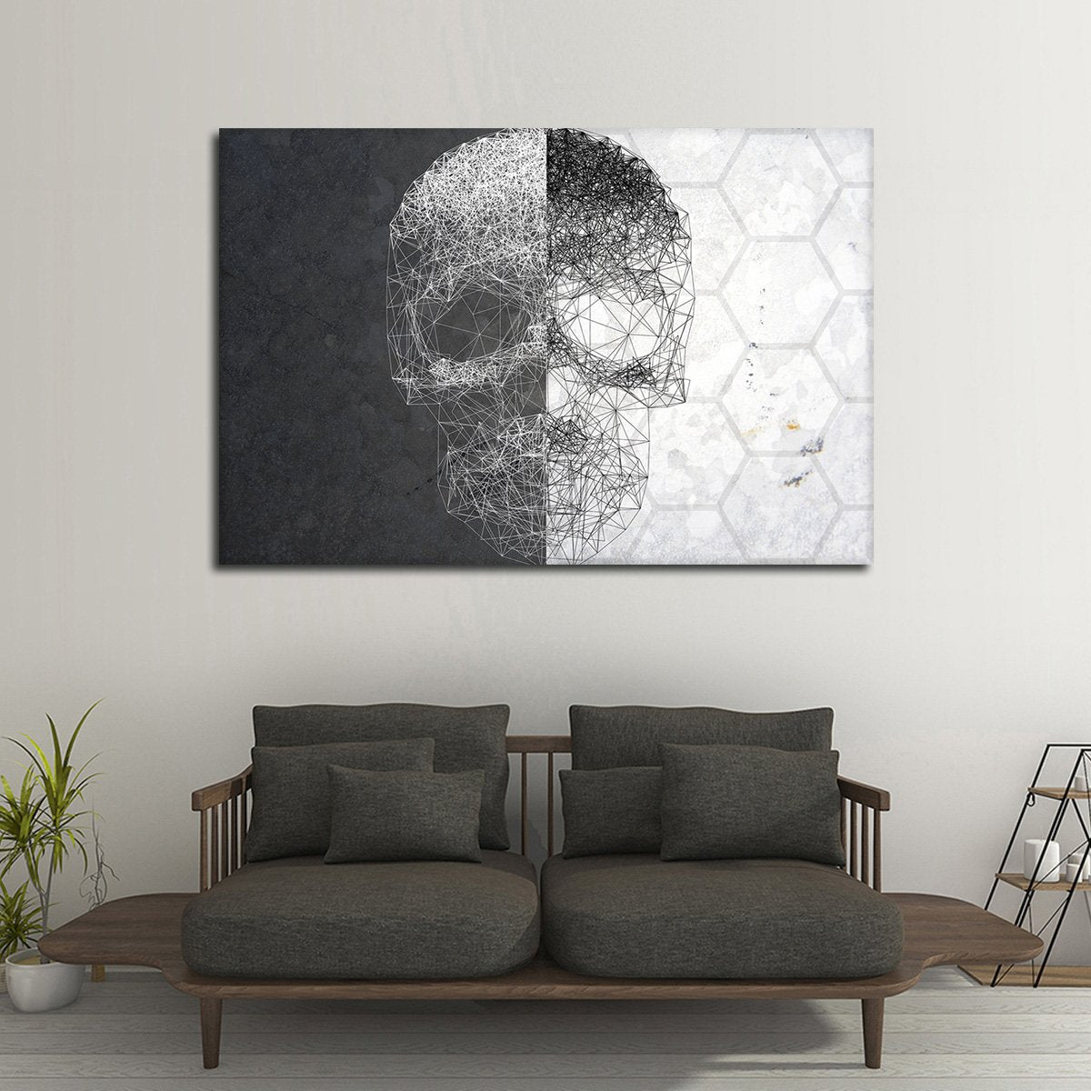 Linework Skull Multi Panel Canvas Wall Art