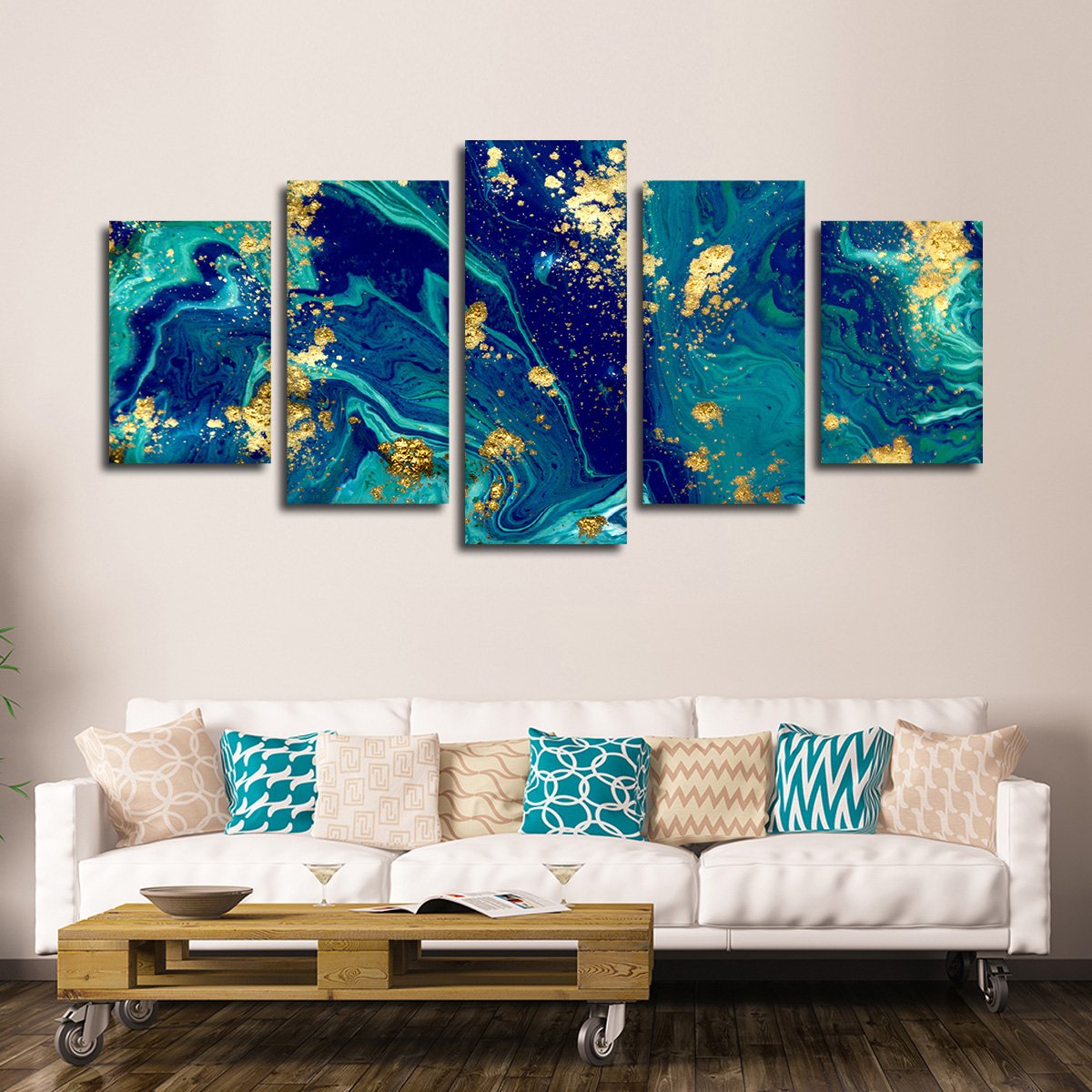Liquid Marble Multi Panel Canvas Wall Art