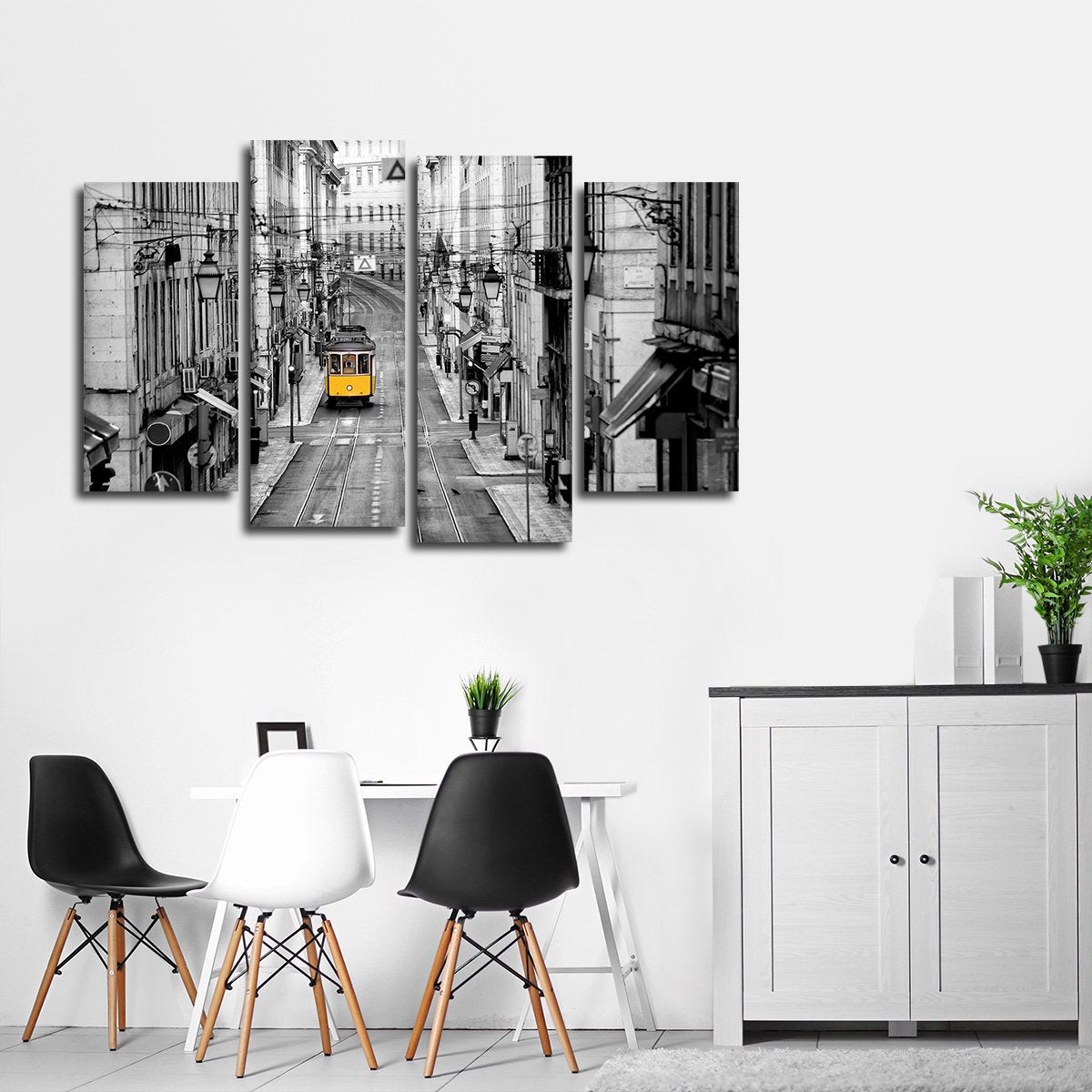 Lisbon Tram Pop Multi Panel Canvas Wall Art