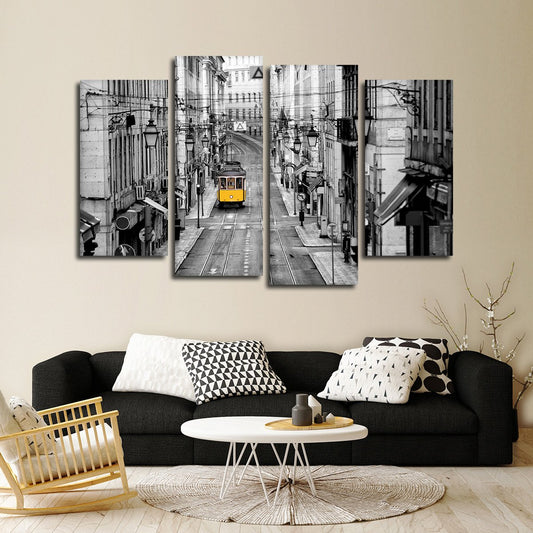 Lisbon Tram Pop Multi Panel Canvas Wall Art