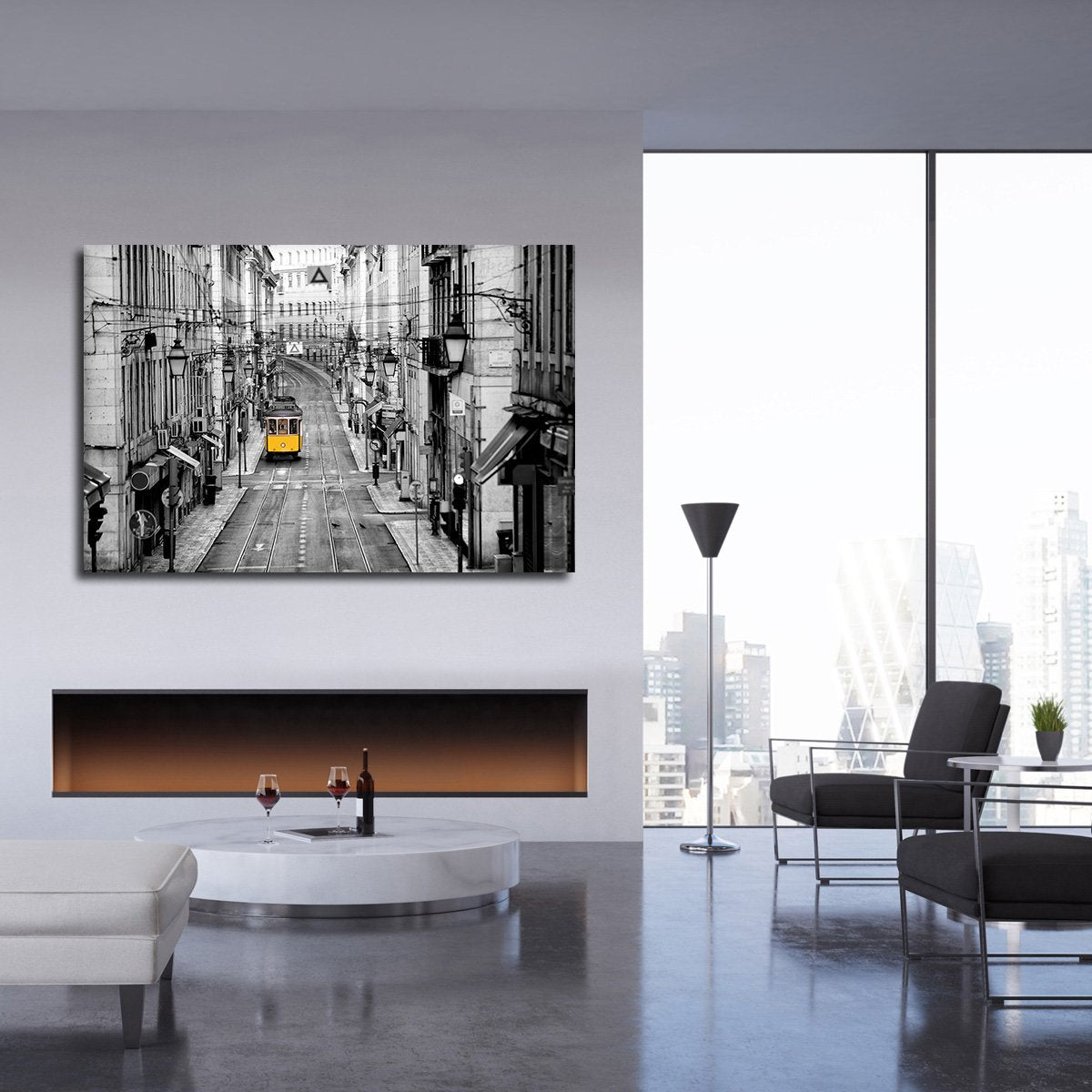 Lisbon Tram Pop Multi Panel Canvas Wall Art
