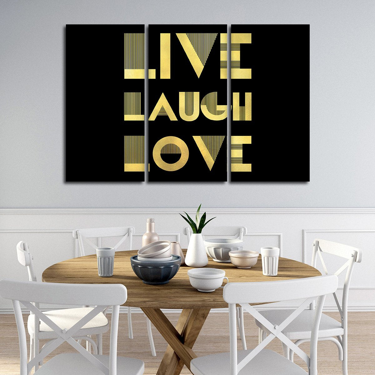Live Laugh Love Gold Multi Panel Canvas Wall Art