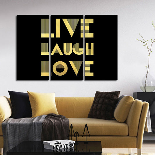 Live Laugh Love Gold Multi Panel Canvas Wall Art