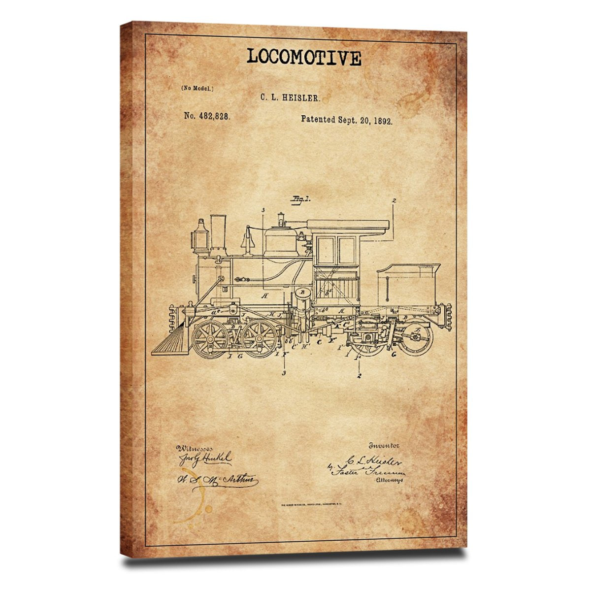 Locomotive Patent Canvas Wall Art