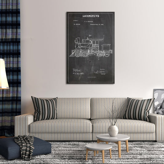 Locomotive Patent BW Canvas Wall Art