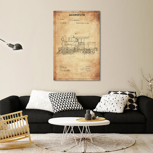 Locomotive Patent Canvas Wall Art