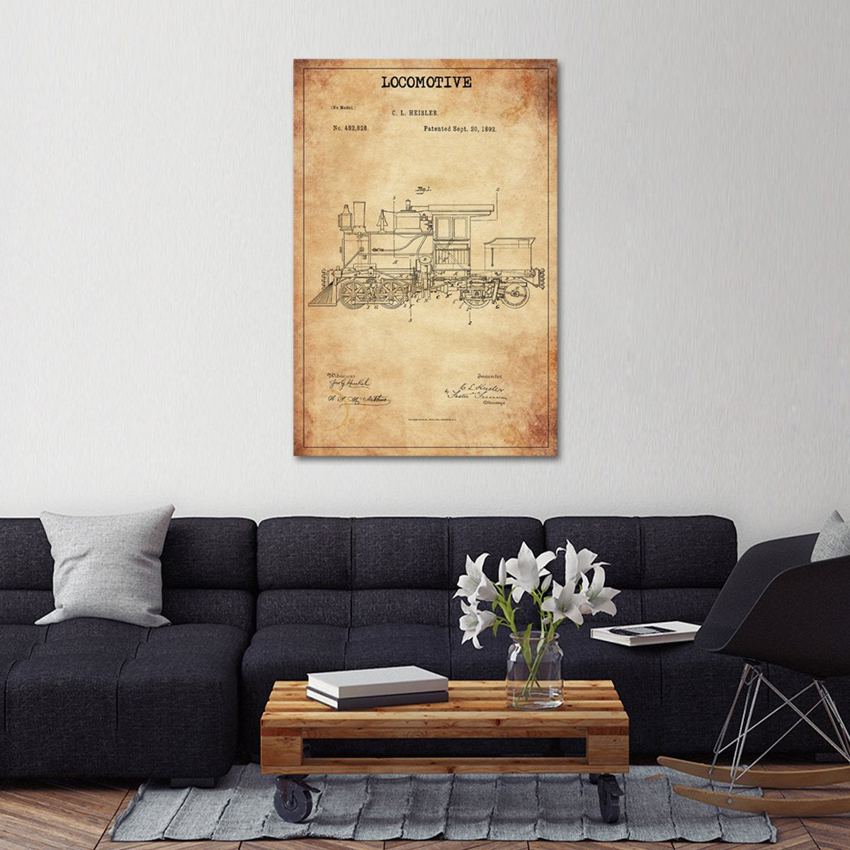 Locomotive Patent Canvas Wall Art