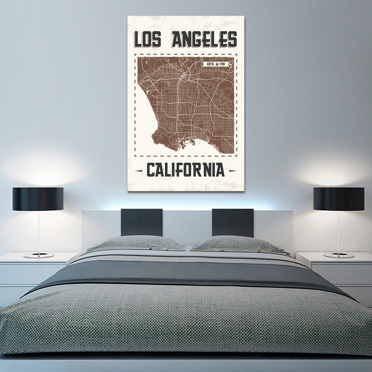 Los Angeles Map Multi Panel Canvas Wall Art