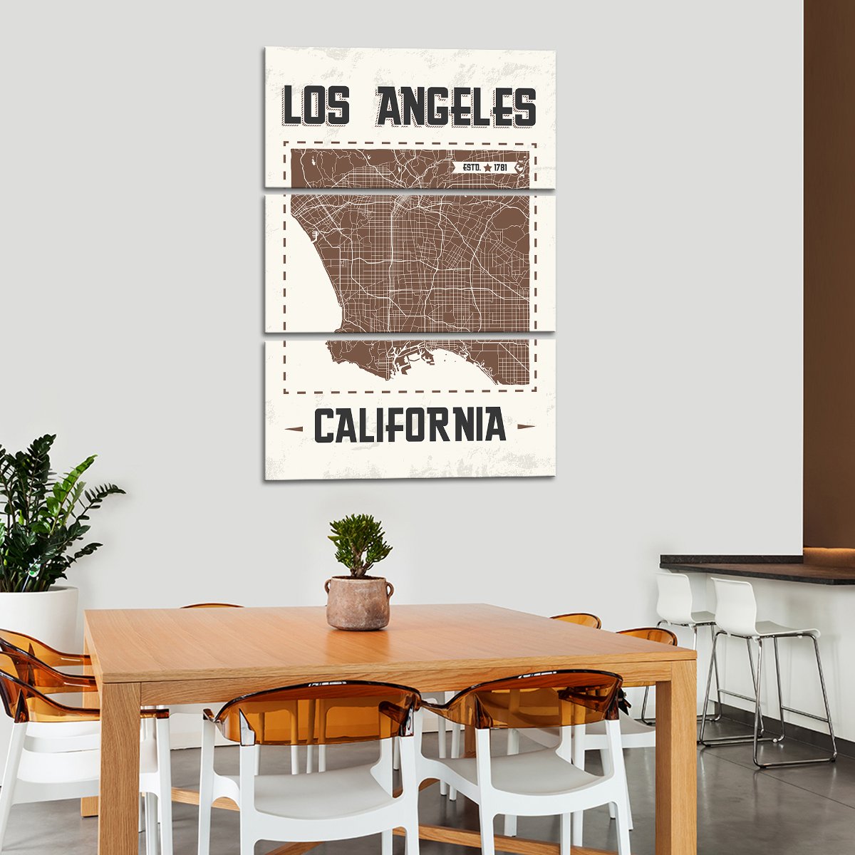 Los Angeles Map Multi Panel Canvas Wall Art
