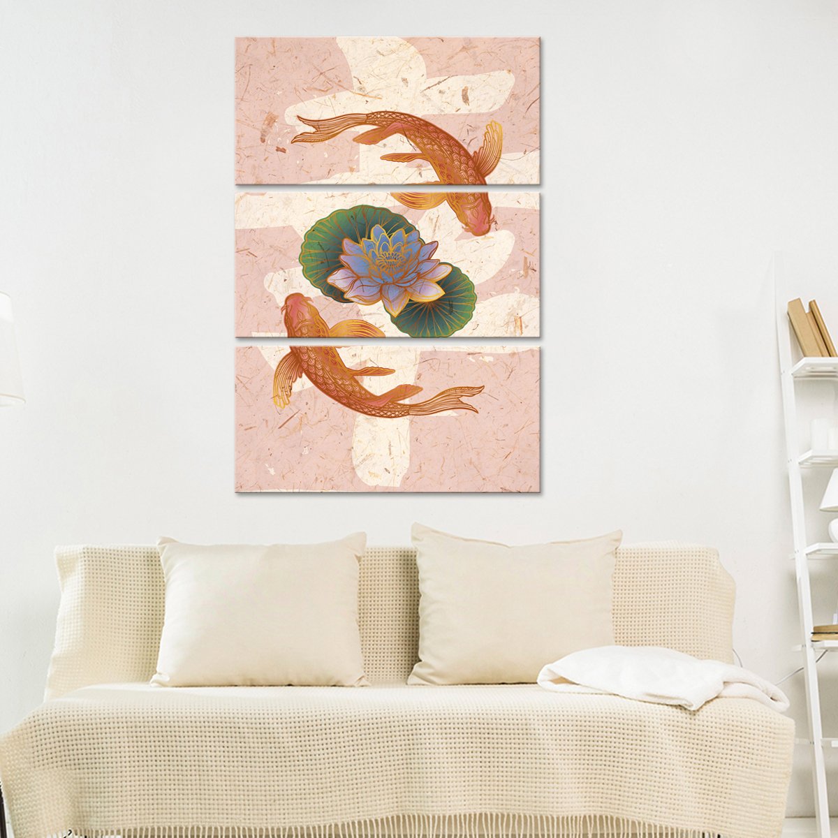 Lotus Koi Multi Panel Canvas Wall Art
