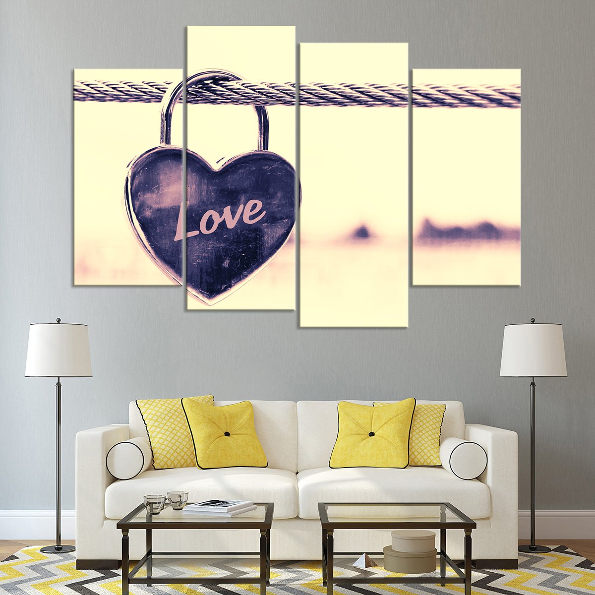 Love Locked Multi Panel Canvas Wall Art