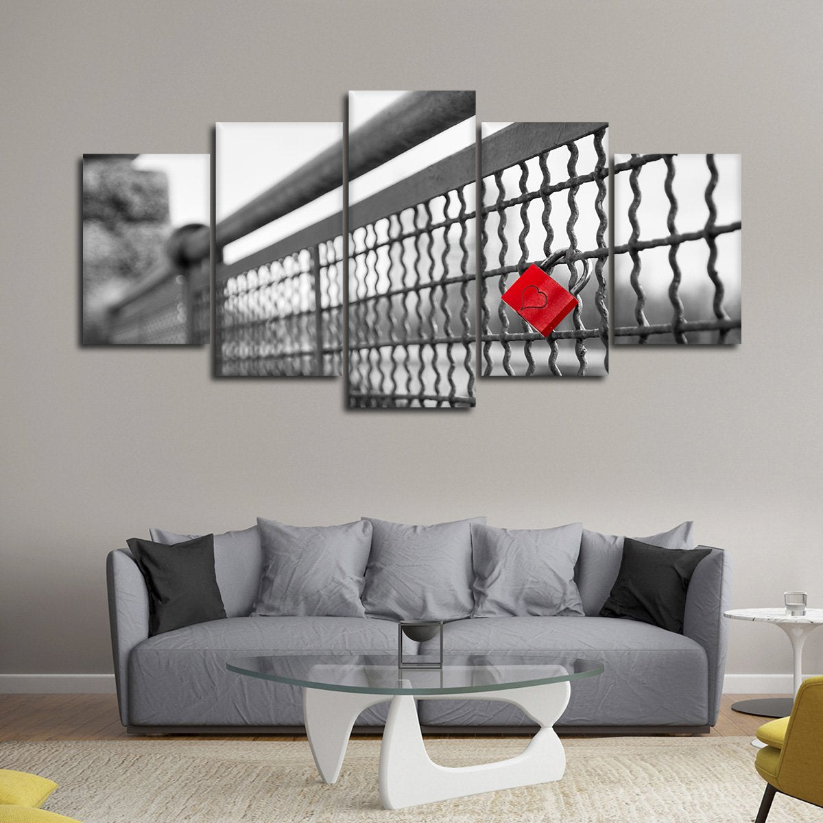 Love Padlock Pop Multi Panel Canvas Wall Art