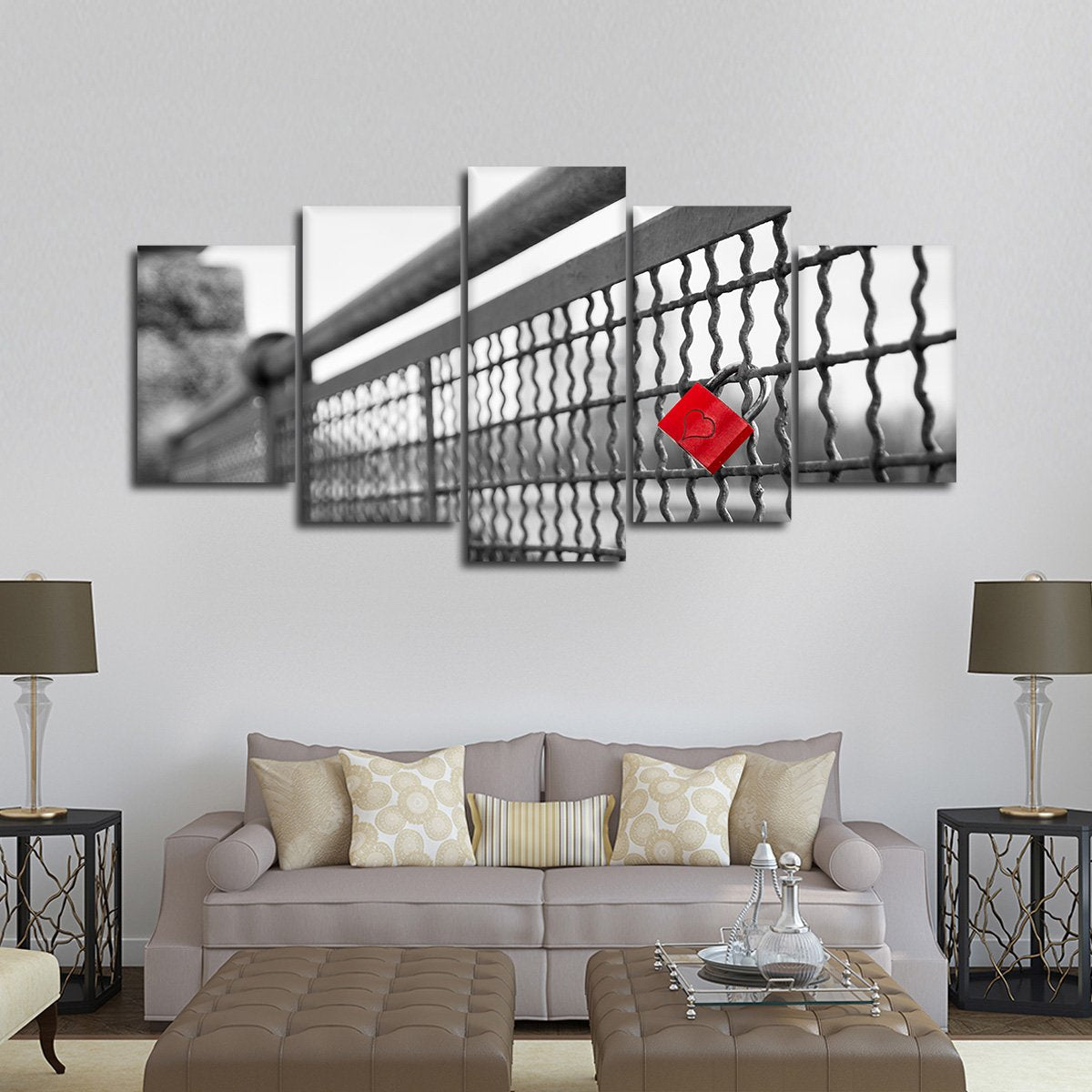 Love Padlock Pop Multi Panel Canvas Wall Art