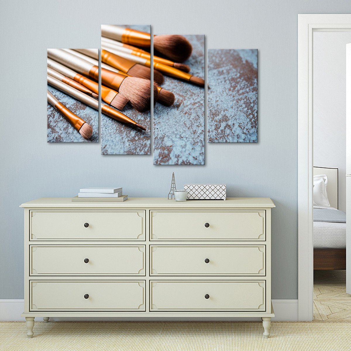 Makeup Brushes Multi Panel Canvas Wall Art