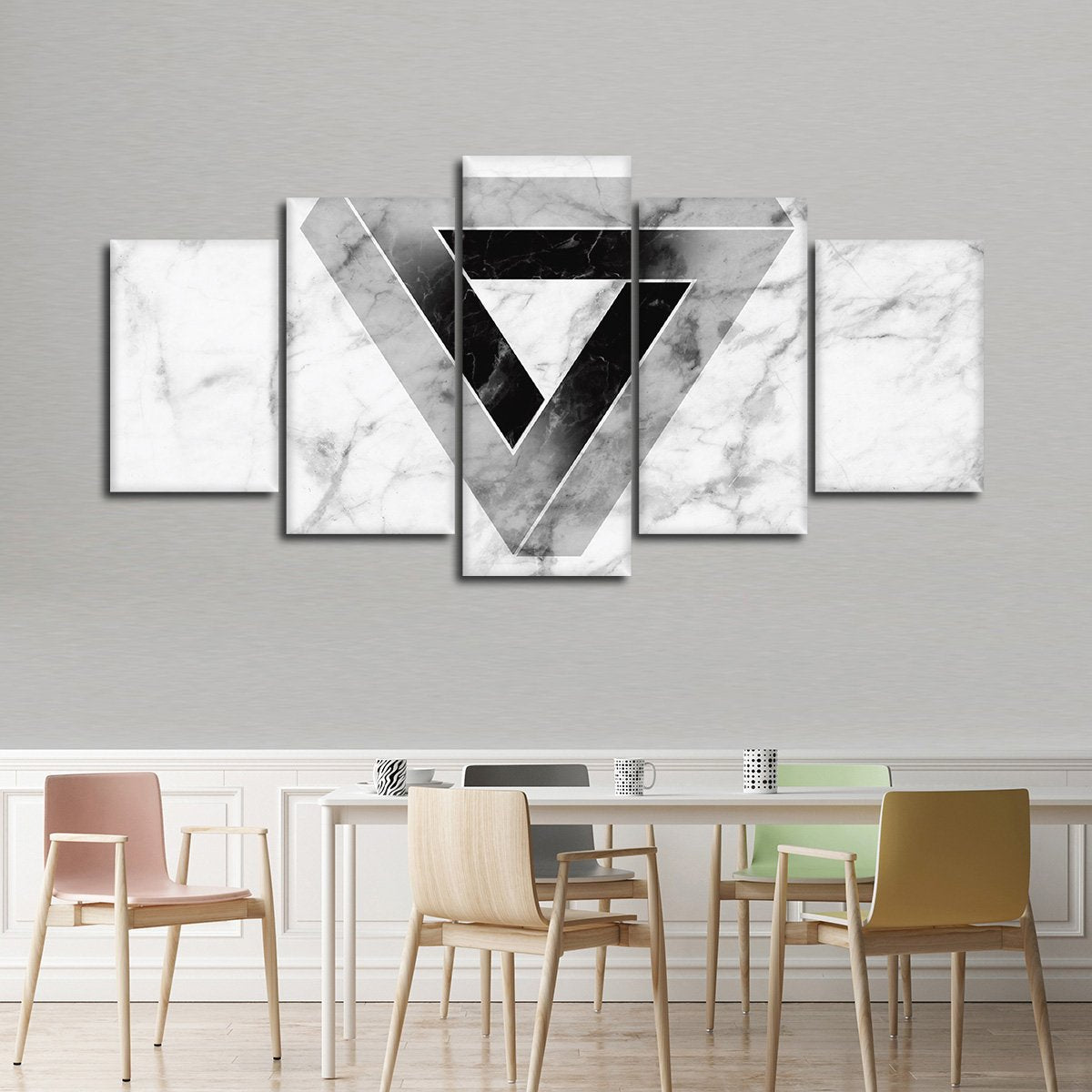 Marble Triangle Multi Panel Canvas Wall Art