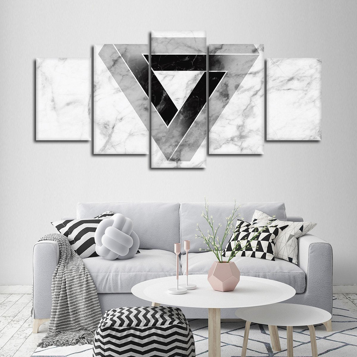 Marble Triangle Multi Panel Canvas Wall Art