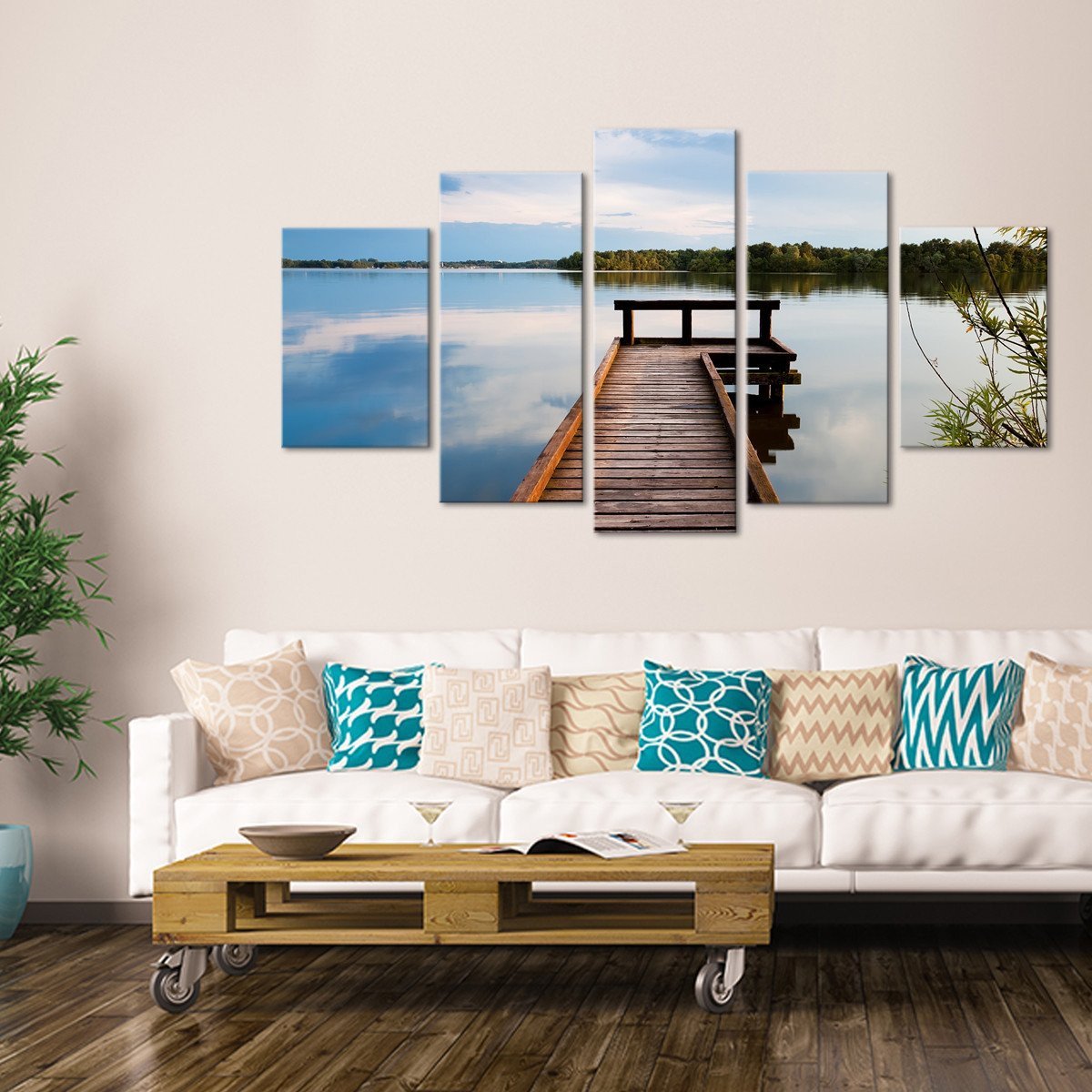 Memories At The Lake Multi Panel Canvas Wall Art