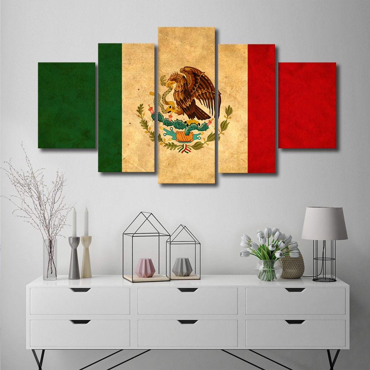 Mexican Flag Multi Panel Canvas Wall Art