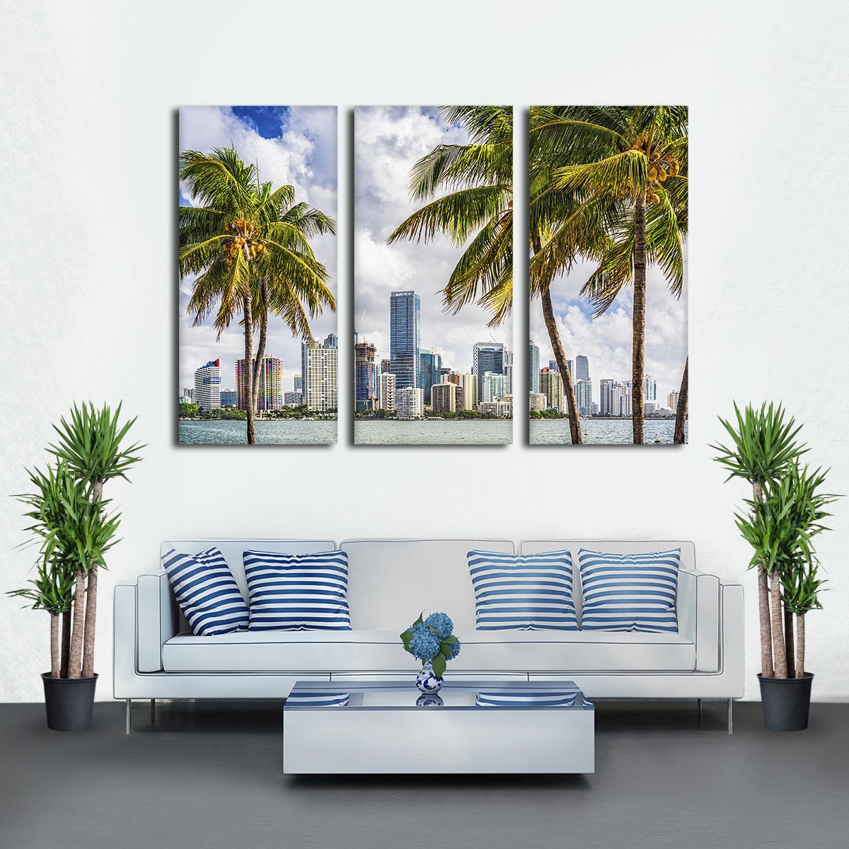 Miami Palms Multi Panel Canvas Wall Art