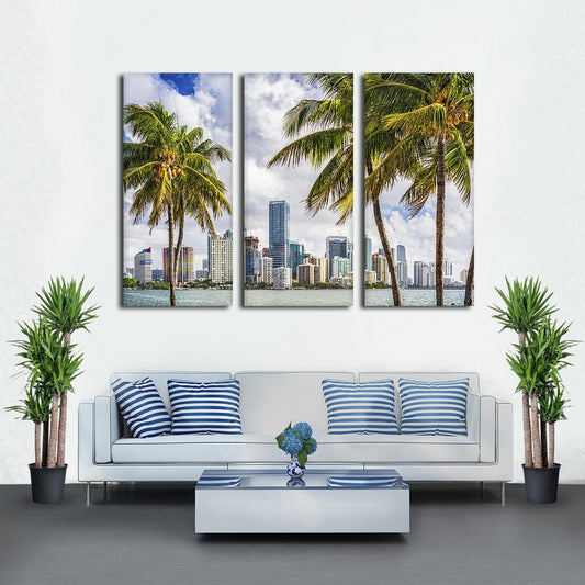 Miami Palms Multi Panel Canvas Wall Art
