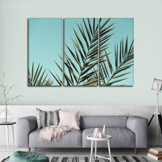Miami Palm Leaves Multi Panel Canvas Wall Art