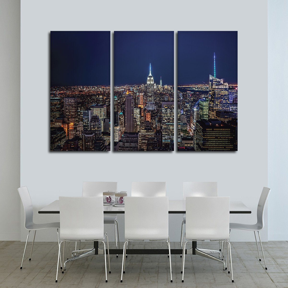 Midtown Manhattan at Night Multi Panel Canvas Wall Art