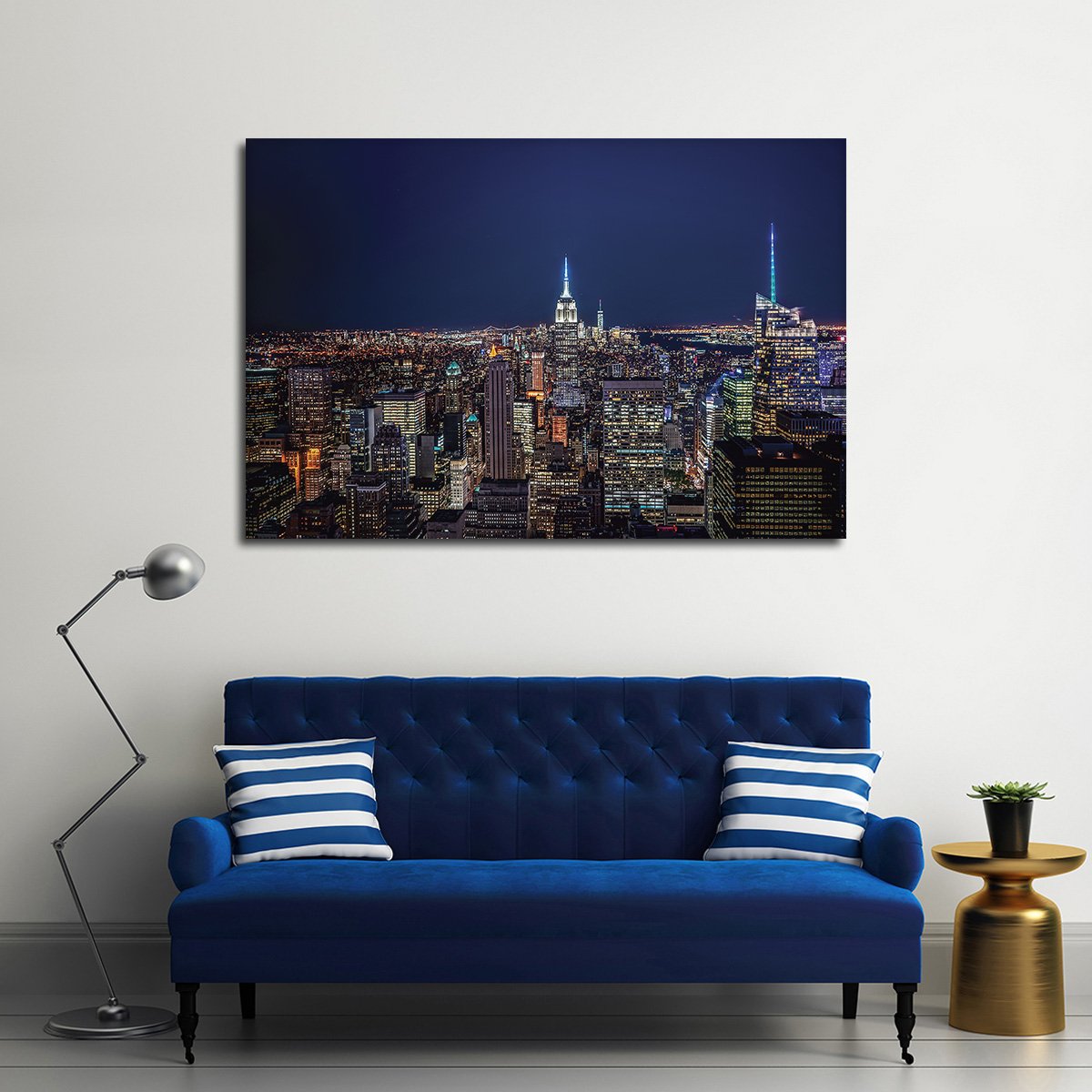 Midtown Manhattan at Night Multi Panel Canvas Wall Art