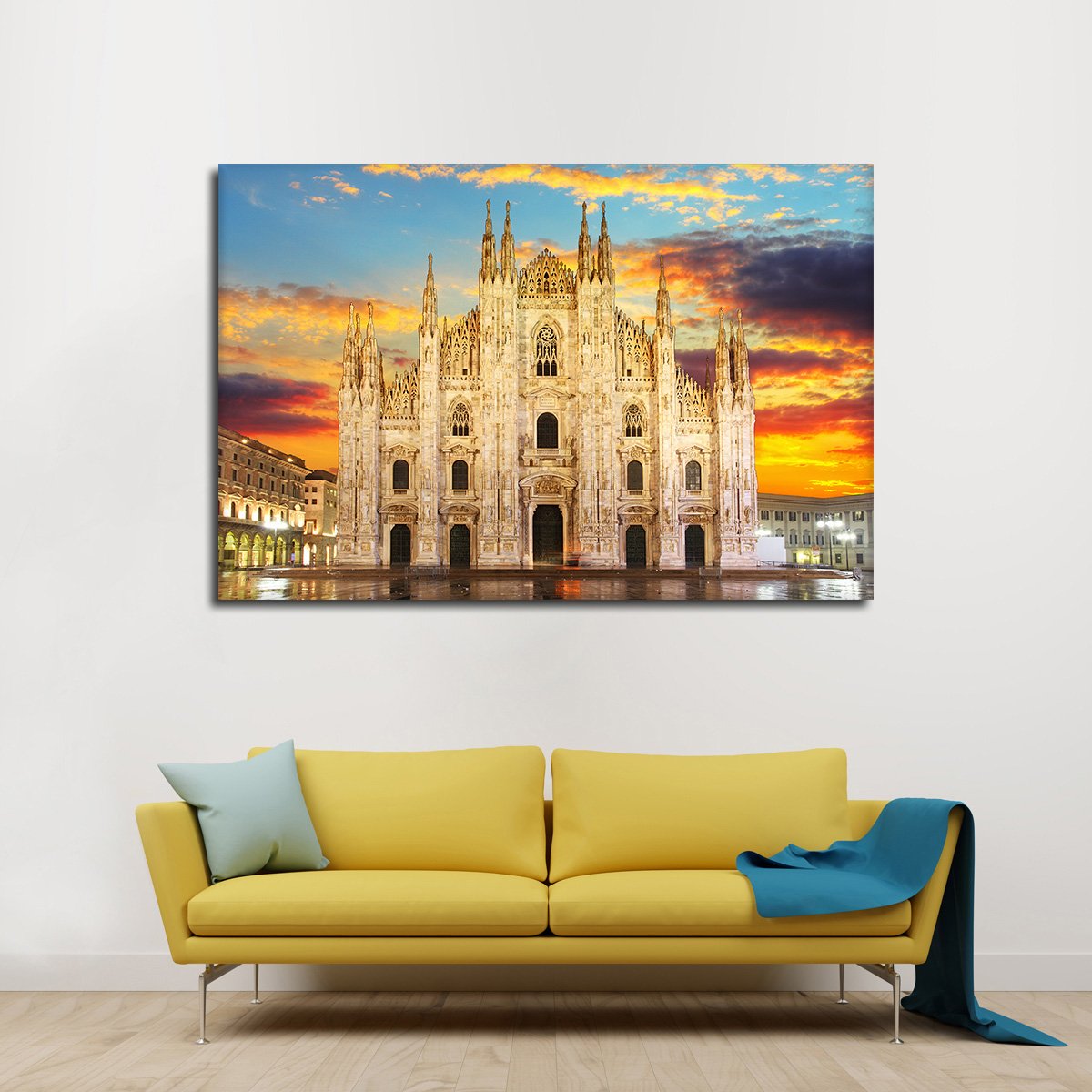 Milan Cathedral At Sunset Multi Panel Canvas Wall Art