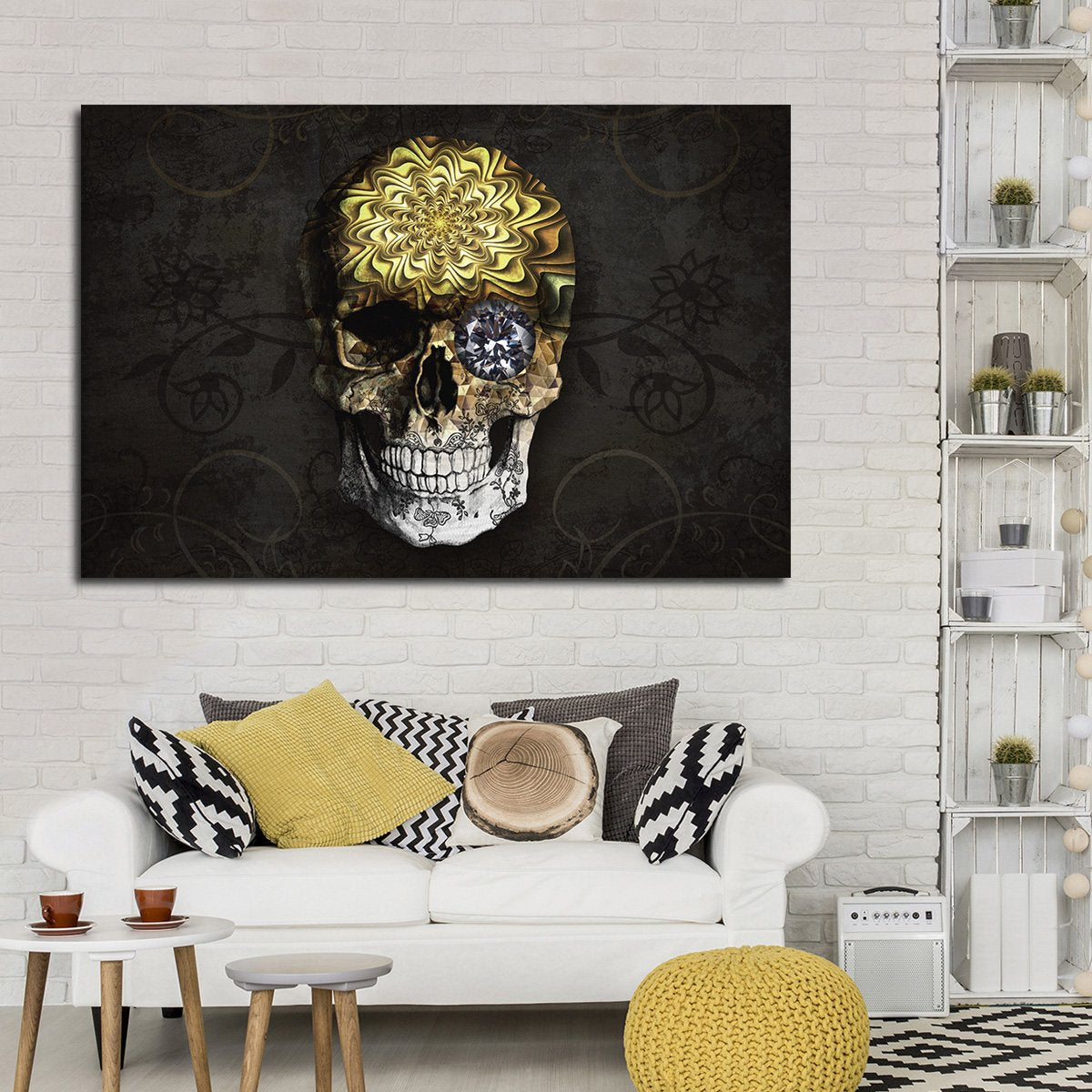 Million Dollar Human Skull Multi Panel Canvas Wall Art