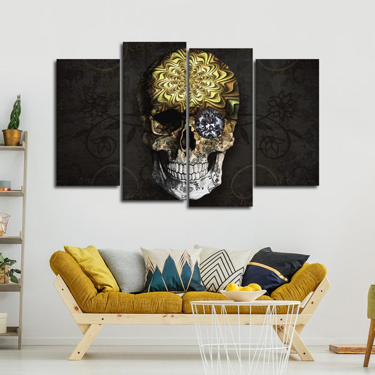 Million Dollar Human Skull Multi Panel Canvas Wall Art