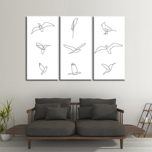 Minimalist Birds Multi Panel Canvas Wall Art