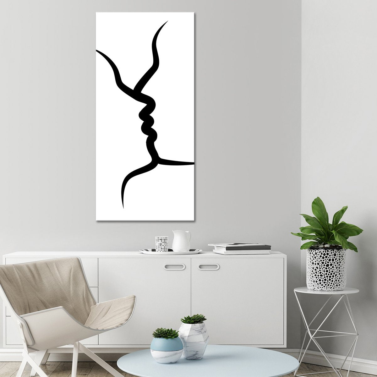 Minimalist Kiss Multi Panel Canvas Wall Art