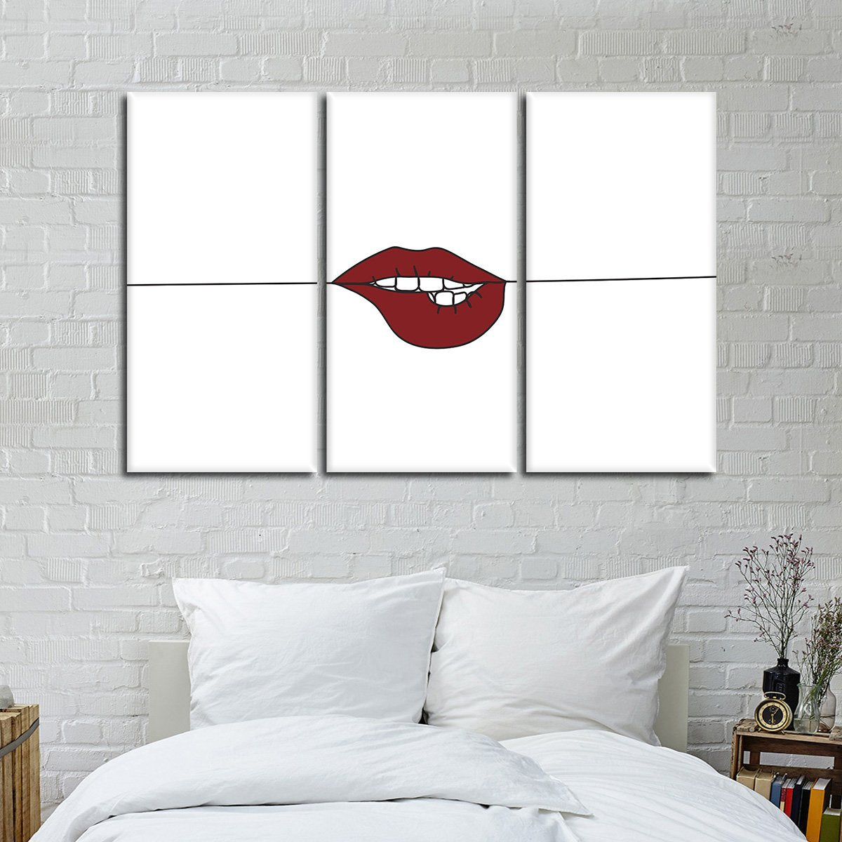 Minimalist Lips Multi Panel Canvas Wall Art