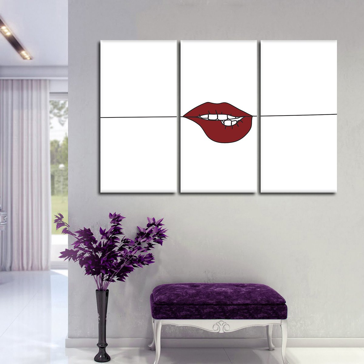 Minimalist Lips Multi Panel Canvas Wall Art