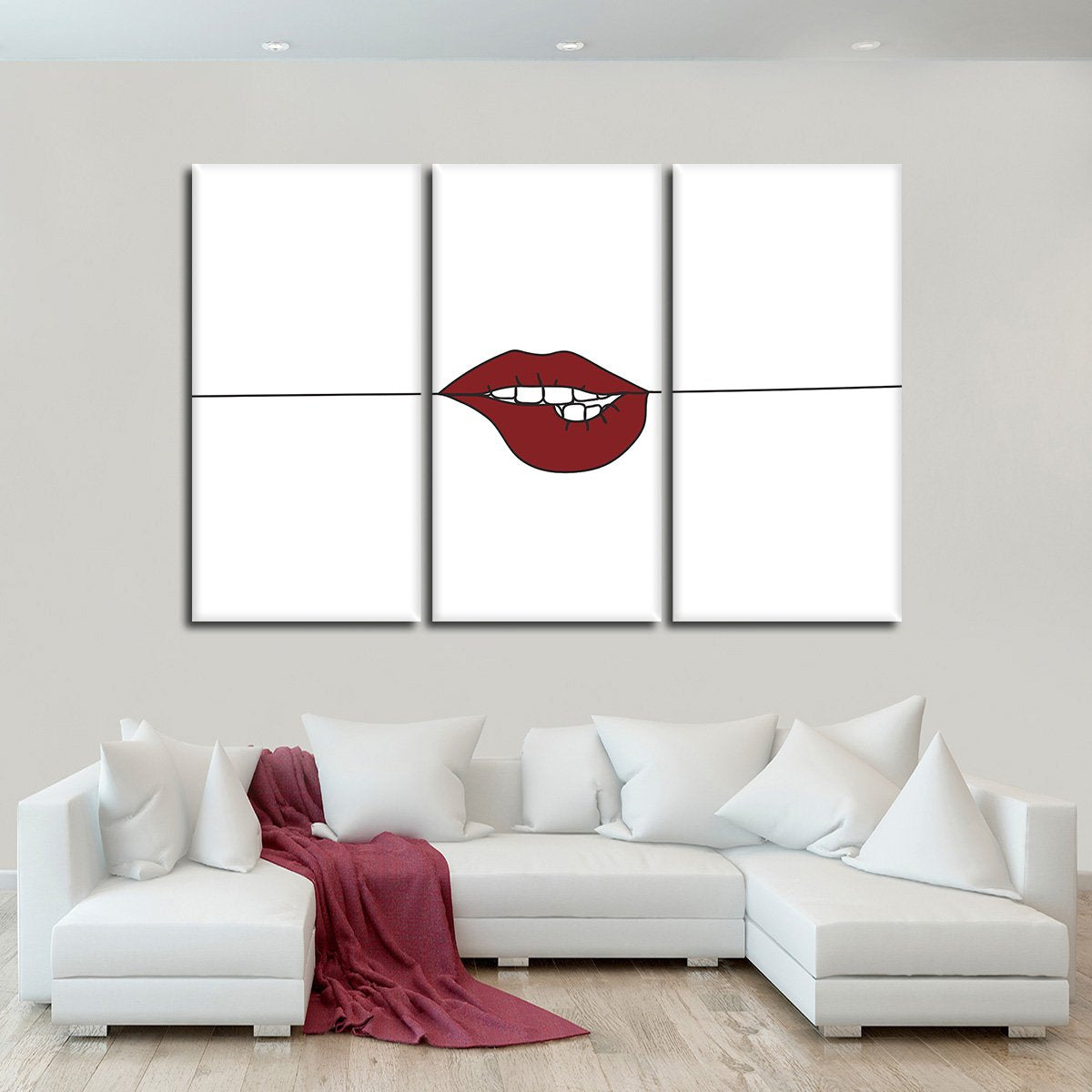 Minimalist Lips Multi Panel Canvas Wall Art