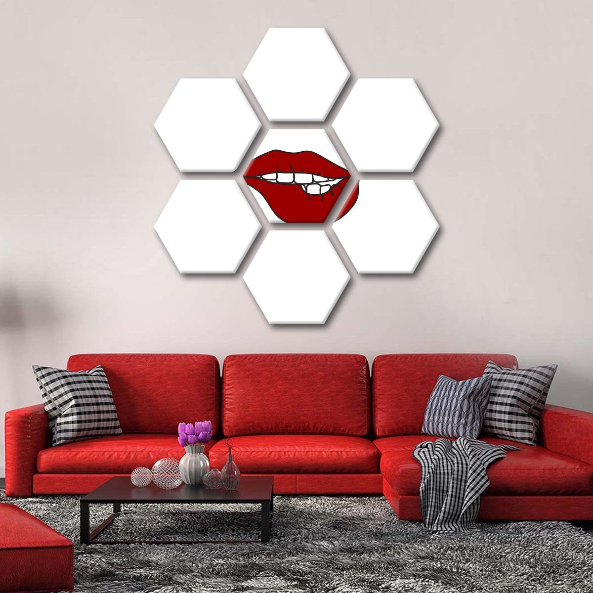 Minimalist Lips Multi Panel Canvas Wall Art