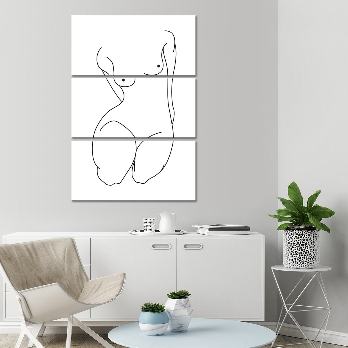 Minimalist Nude Multi Panel Canvas Wall Art