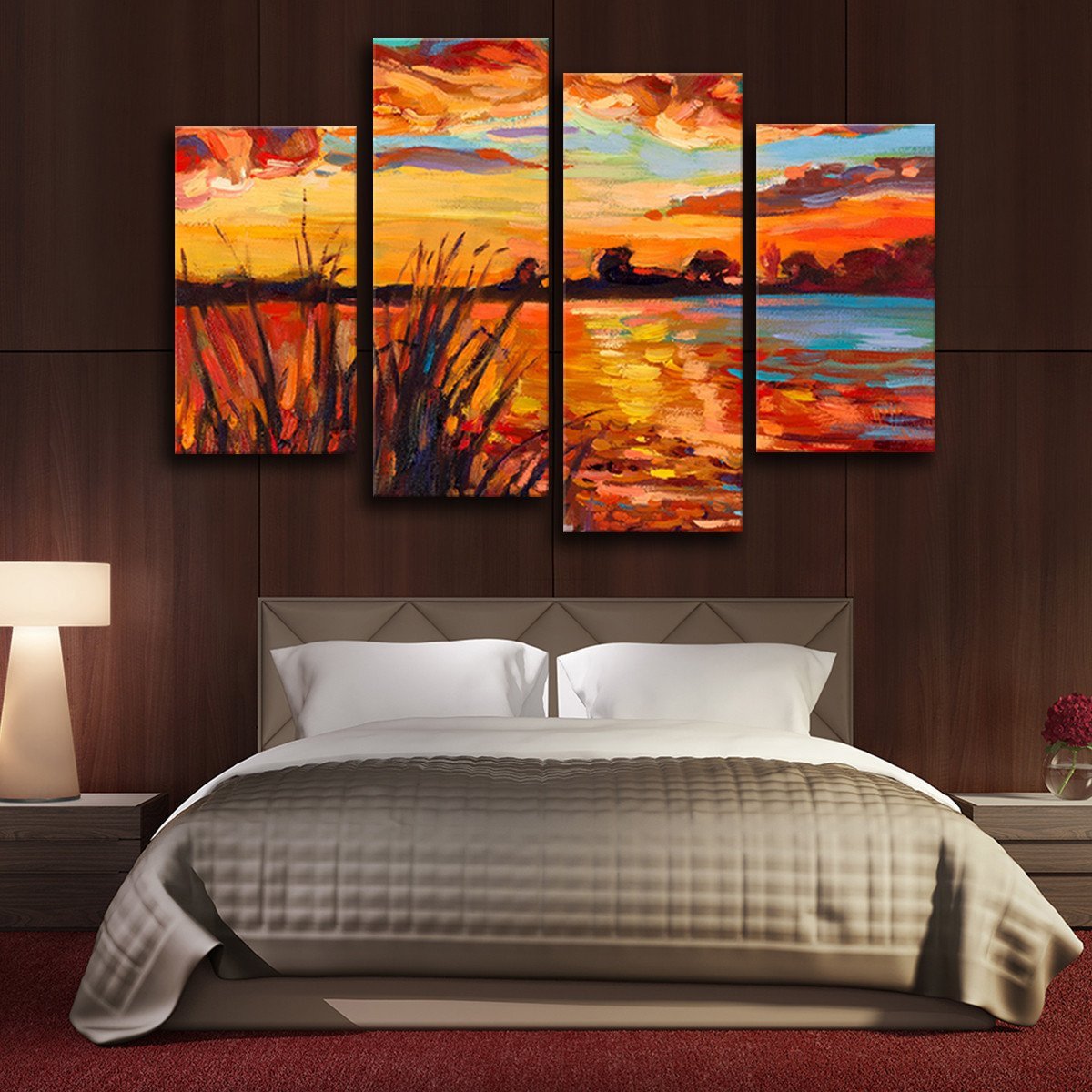 Mississippi Sunset Multi Panel Canvas Wall Art