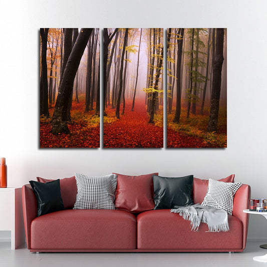Misty Autumn Morning Multi Panel Canvas Wall Art