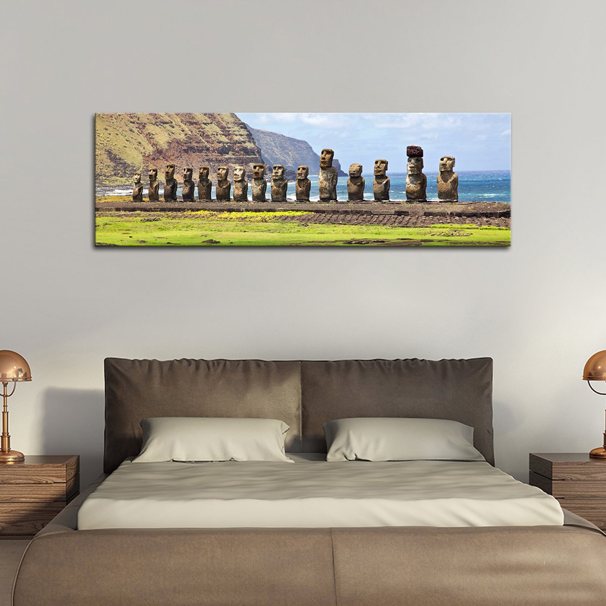 Moai at Easter Islands Multi Panel Canvas Wall Art