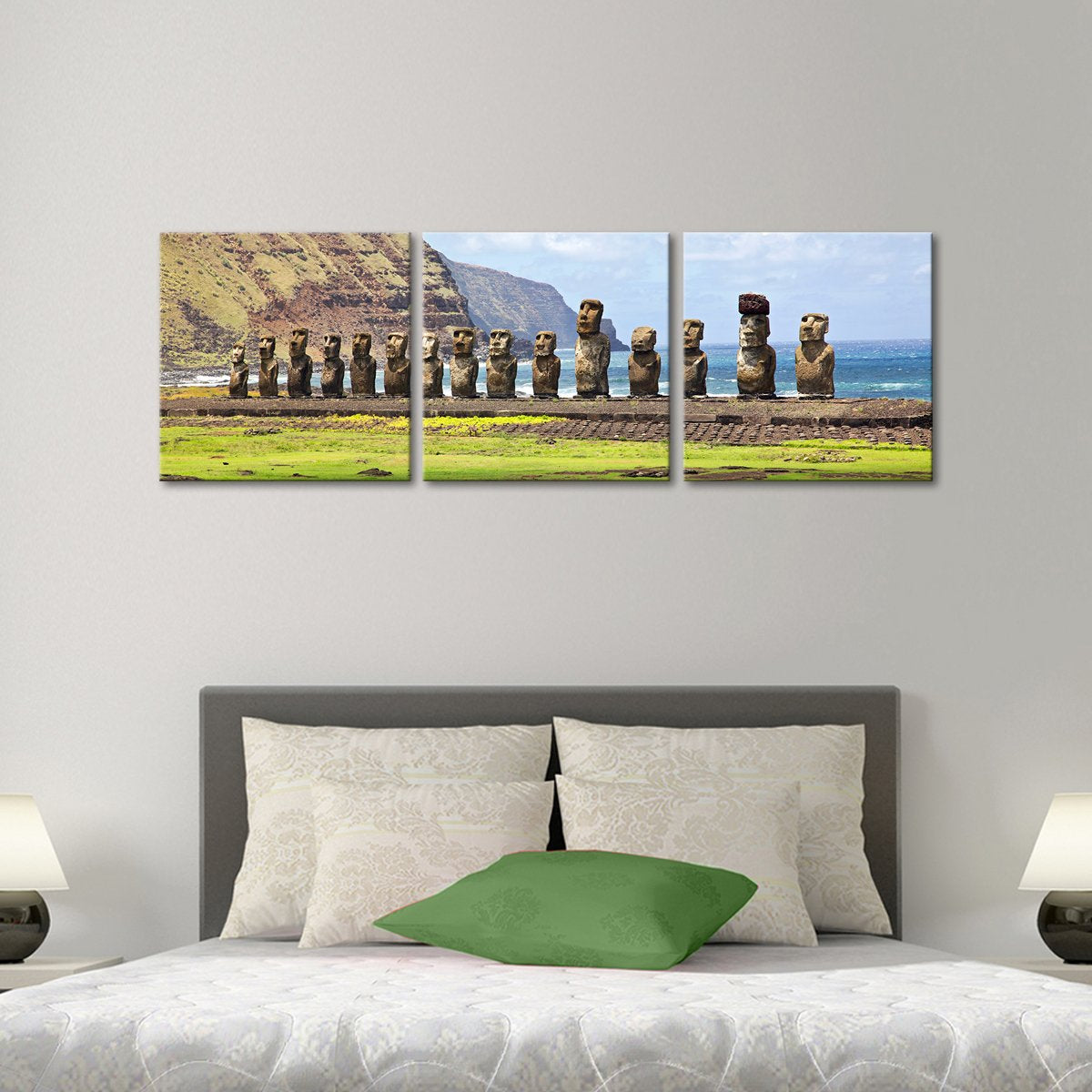 Moai at Easter Islands Multi Panel Canvas Wall Art