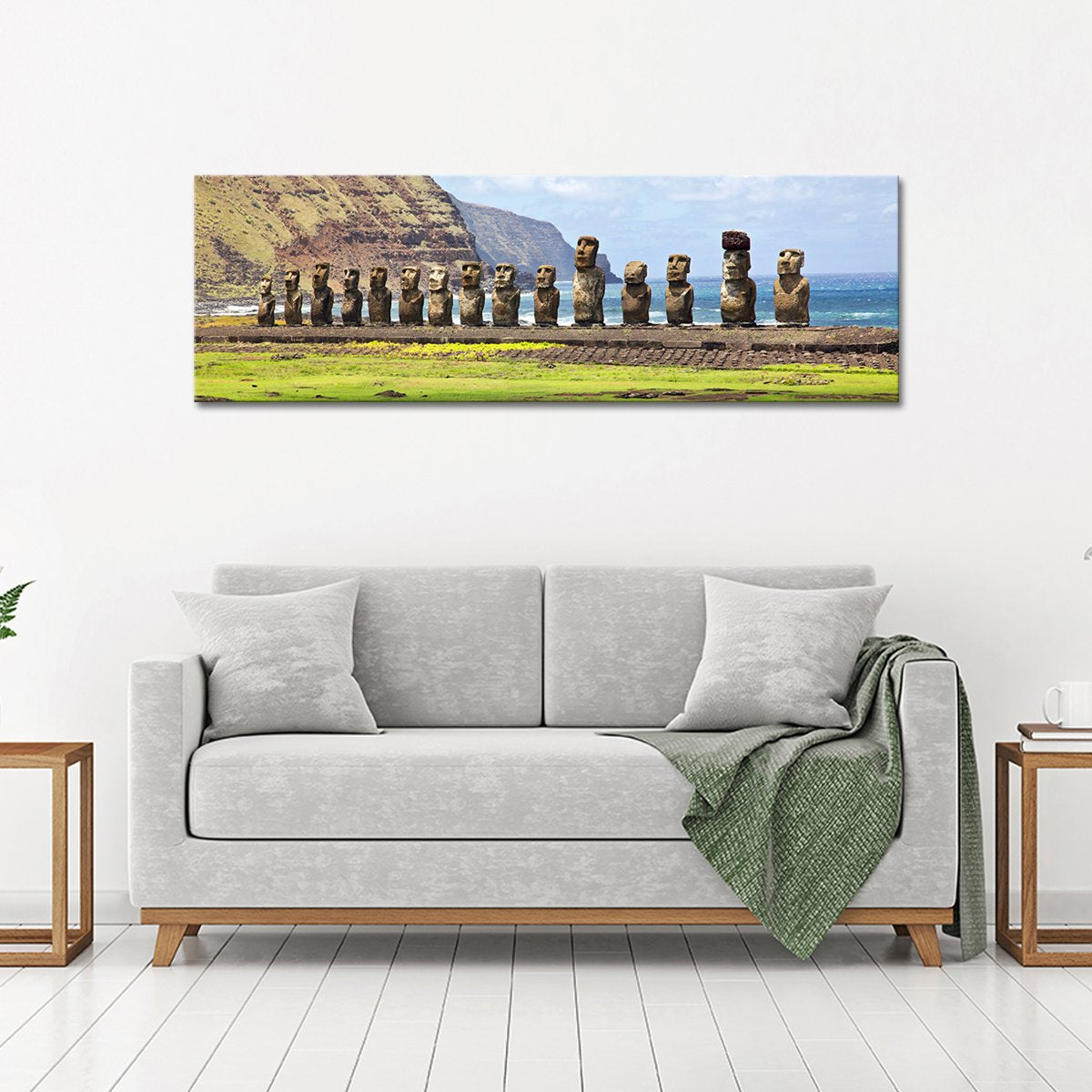Moai at Easter Islands Multi Panel Canvas Wall Art
